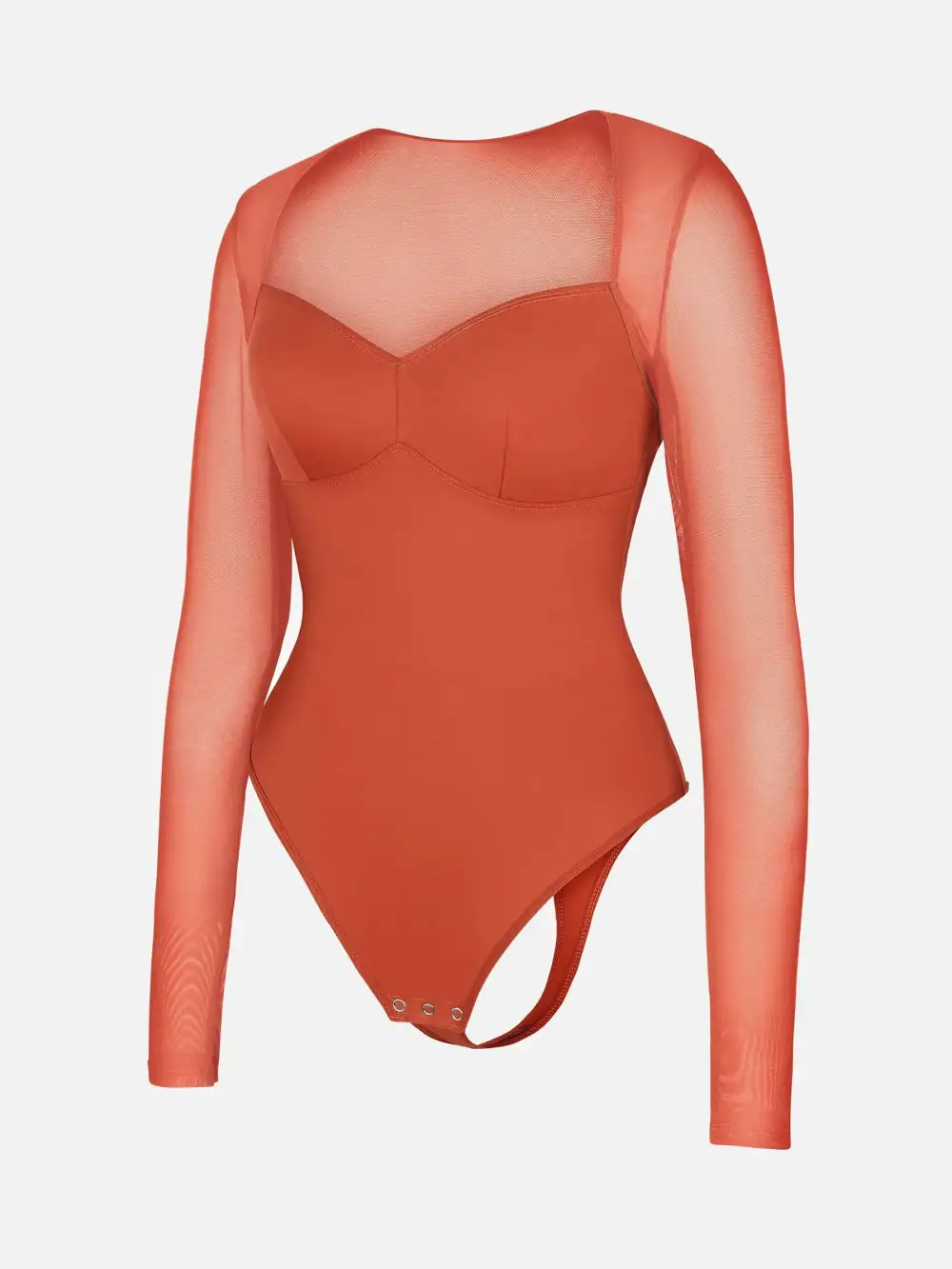 Mesh Panel V Neck Shaping Bodysuit