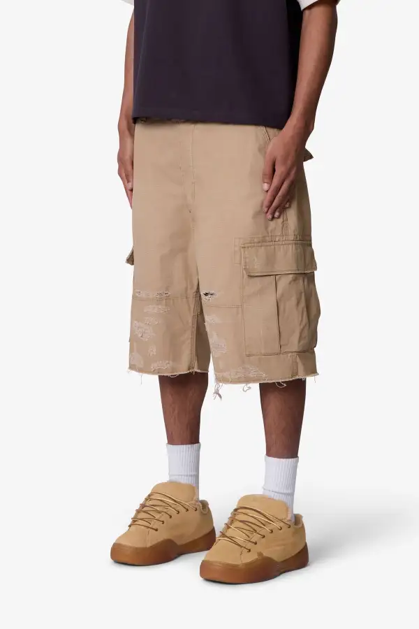 Relaxed Distressed Cargo Shorts