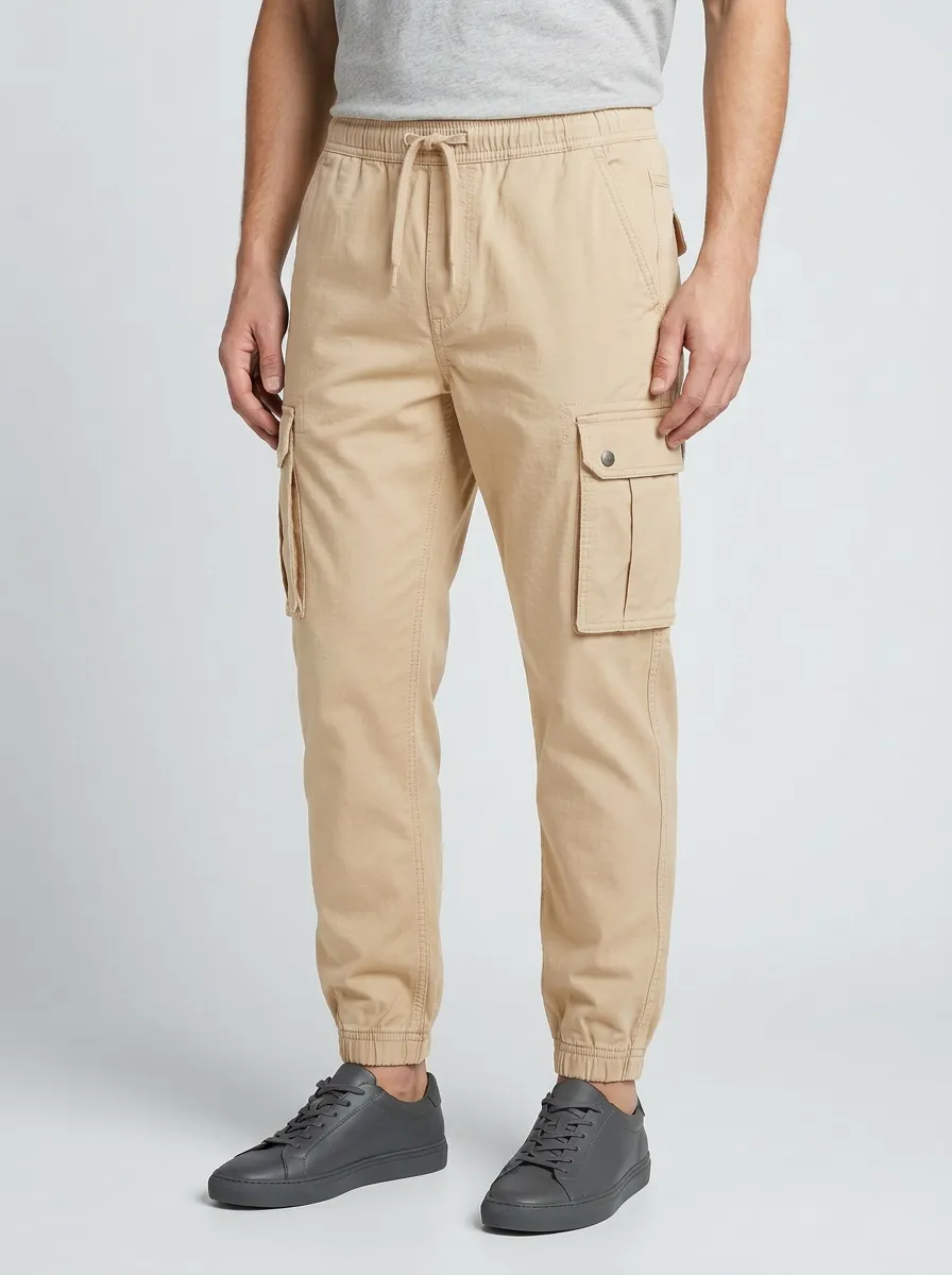 Elastic-Waist Men's Cargo Pants