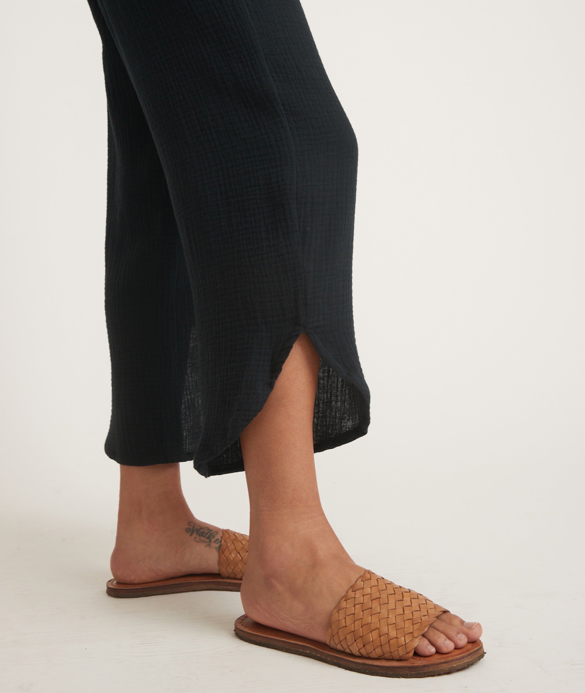 Black Elastic-Waist Trousers