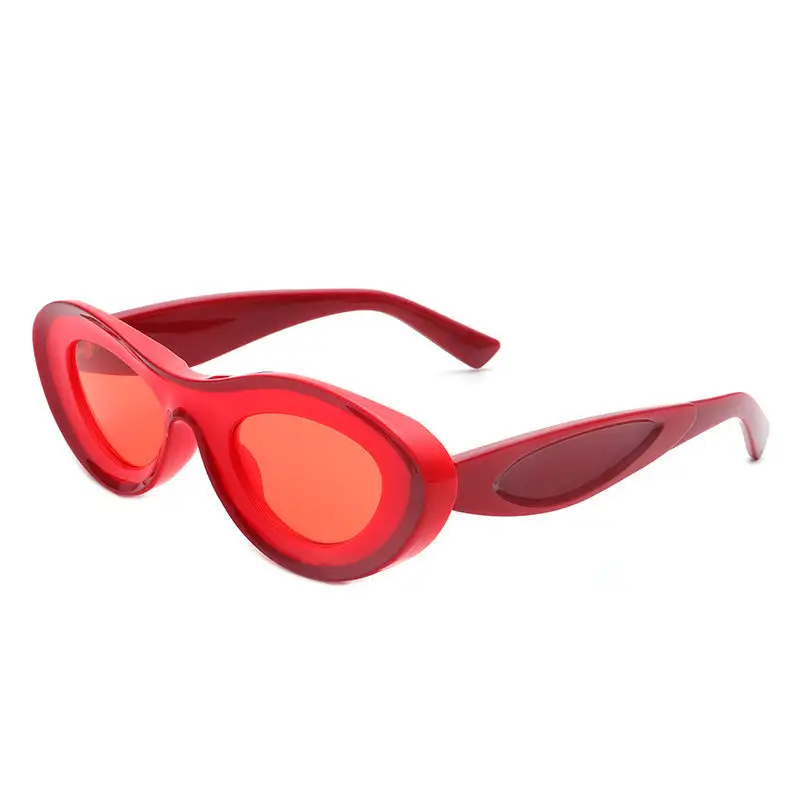 Slim Cat Eye Oval Frame Sunglasses
