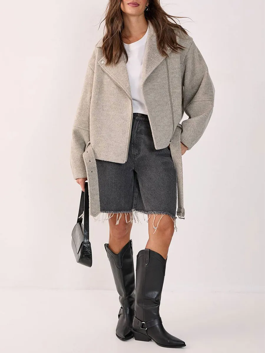 Women'S Oversized Wool Moto Jacket