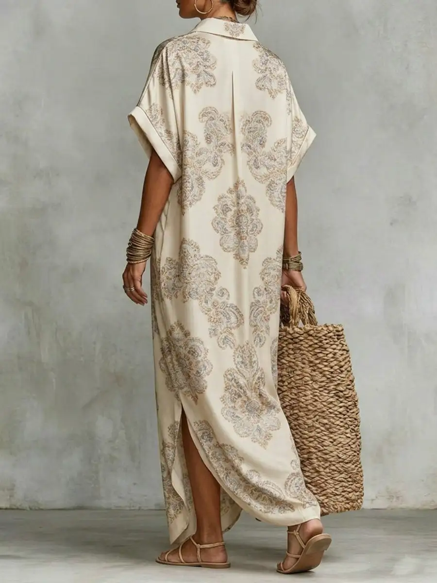 Loose Buttoned Sleeve Maxi Dress