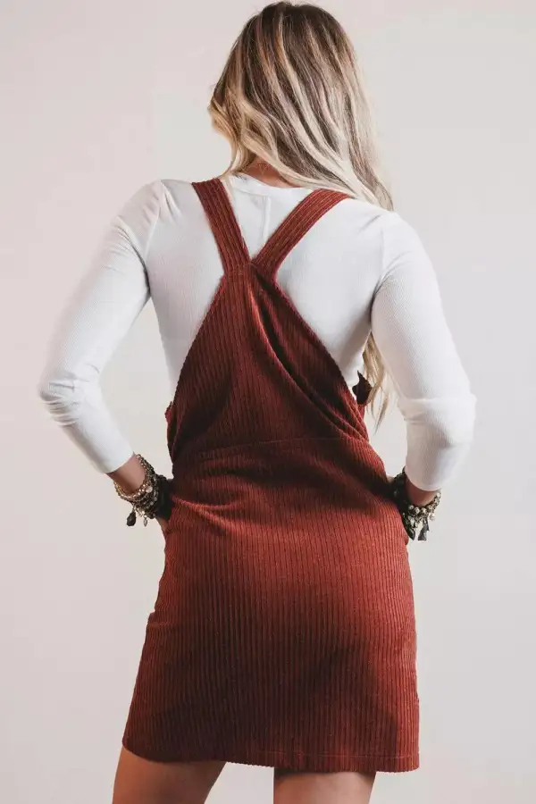 Sleeveless Corduroy Pocketed Dress