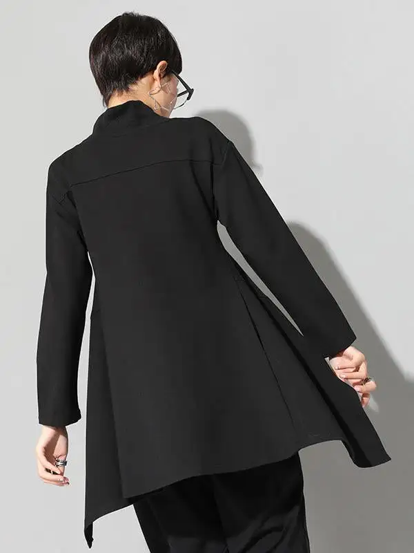 Zip Detail Long Sleeve Swallow Tailed T-Shirt