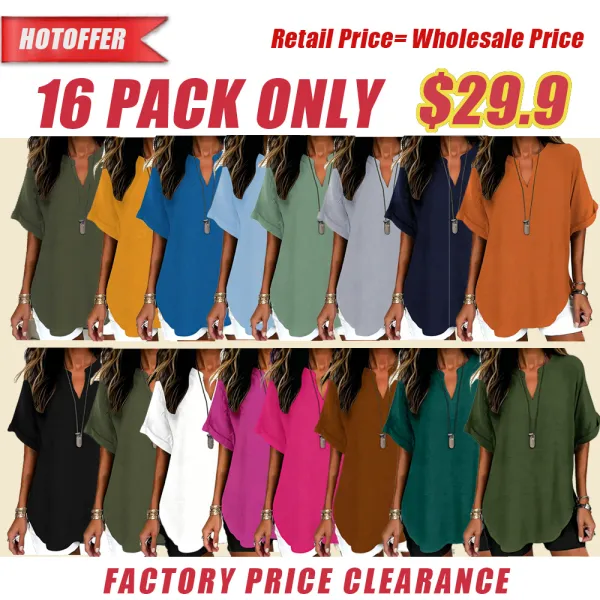 Women's Solid Color Short-Sleeve Shirt