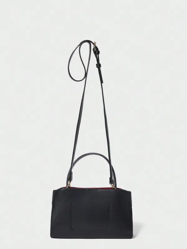 PU Leather Buckle Spiked Top Handle Bag