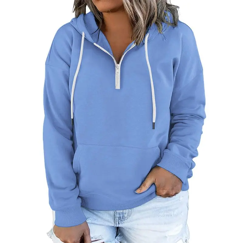 Women's Plus Size Quarter-Zip Hoodie - Lightweight Pullover with Pocket (1X-4X)