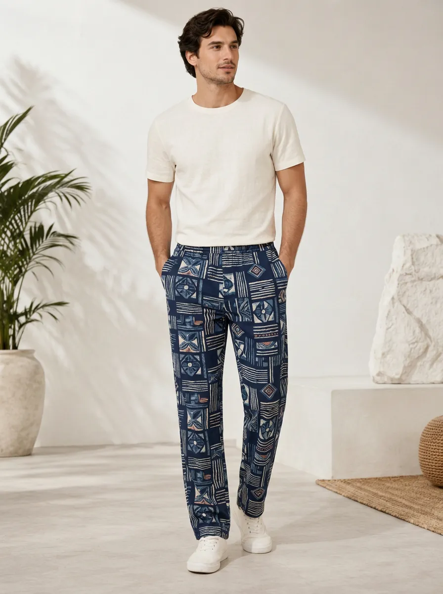 Men's Artful Bohemian Geometric Printed Pants