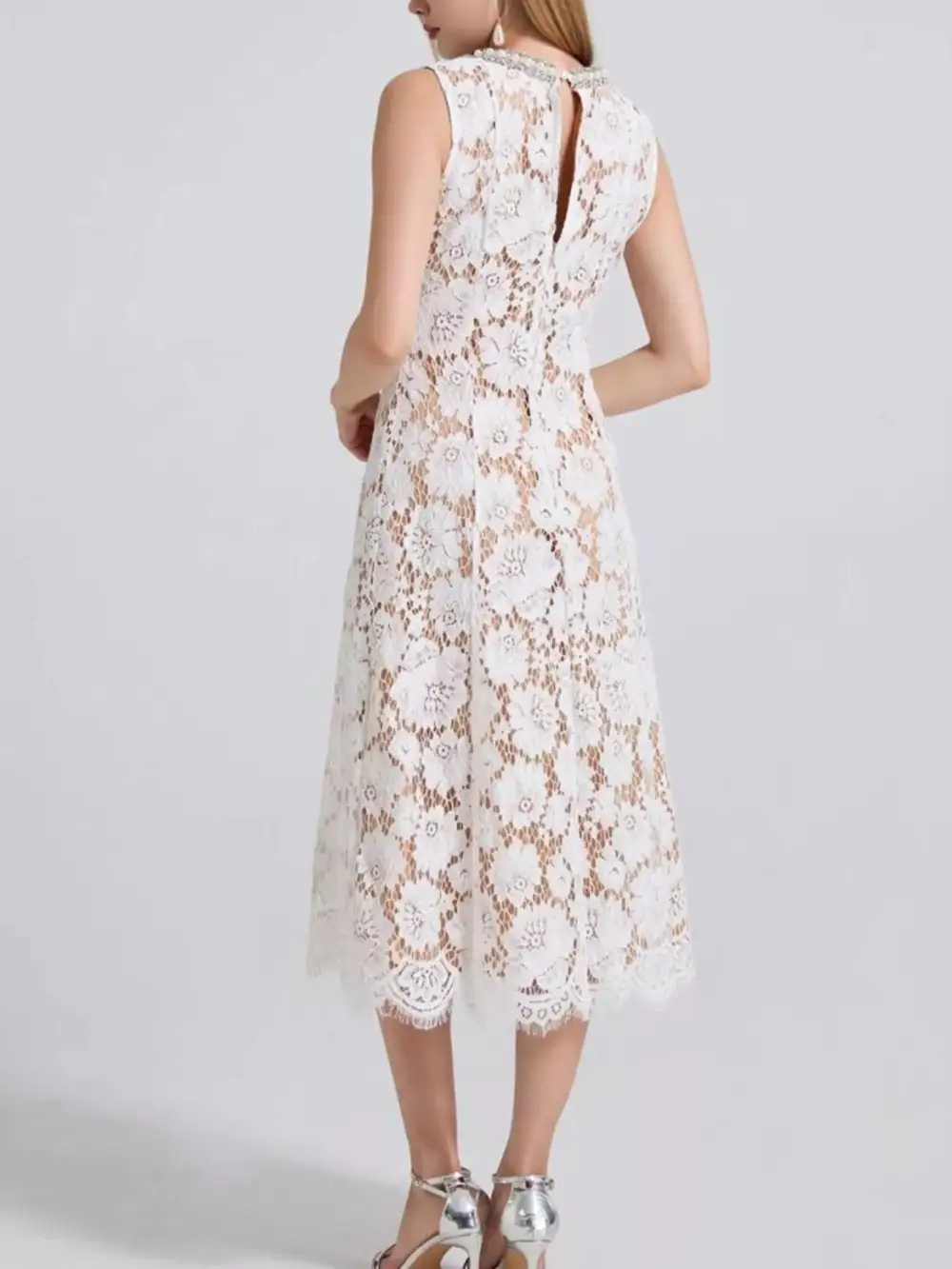 Lace Sleeveless Dress Casual