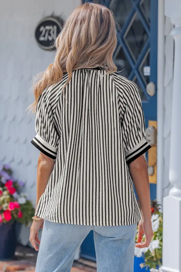 Half-Zip Striped Polo Shirt