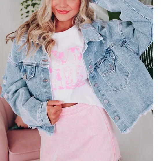 Fringed Denim Casual Outerwear Jacket