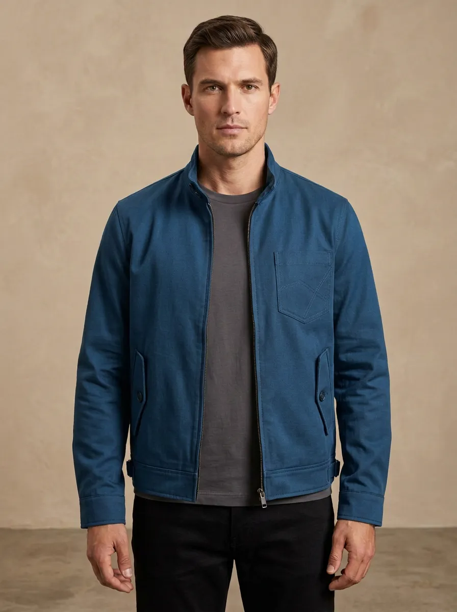 Relaxed Solid Zip Bomber Jacket