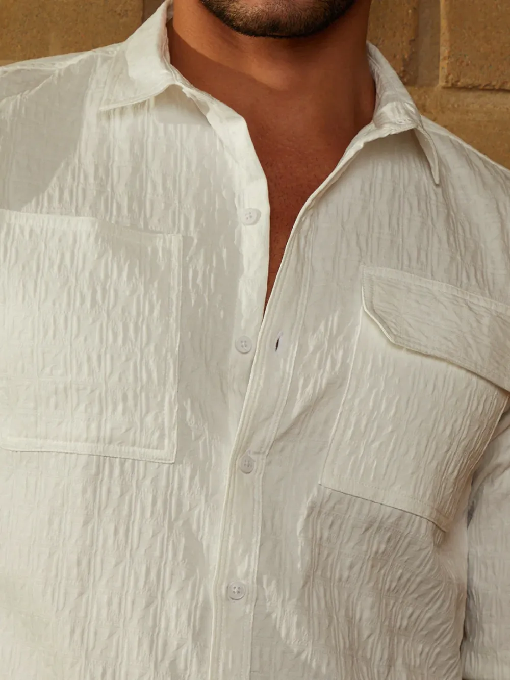 White Casual Style Relaxed Shirt