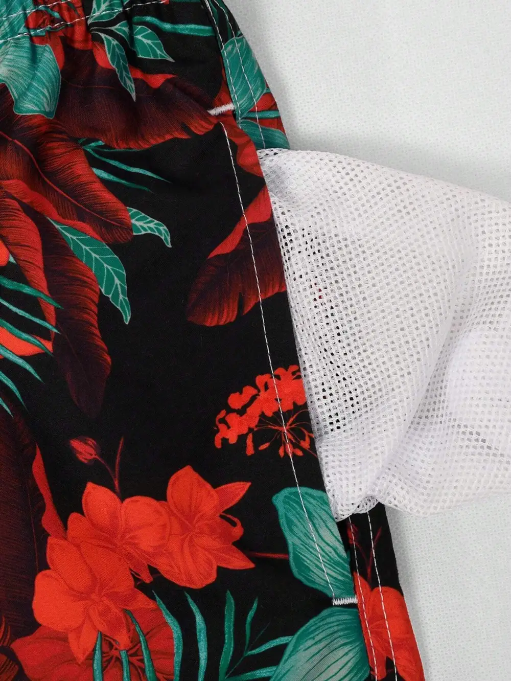 Men's Drawstring Allover Print Tropical Swim Trunks