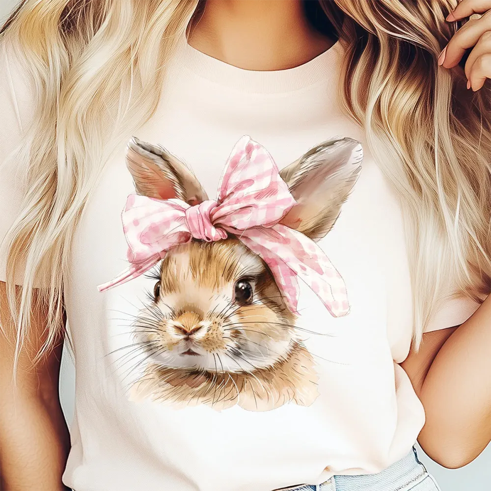 Easter Bunny Bow Printed T - Shirt