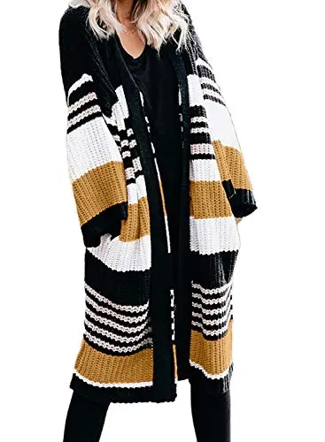 Womens Solid Casual Cozy Knit Open Front Long Cardigan Sweater
