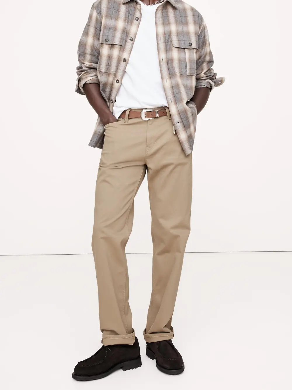 Men's Stylish Casual Straight Khaki Beige Trousers