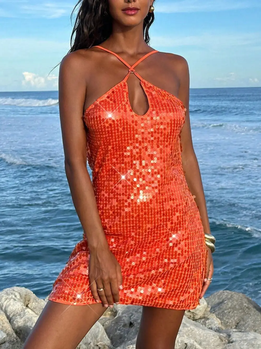 Relaxed Shape Sequin Mini Dress
