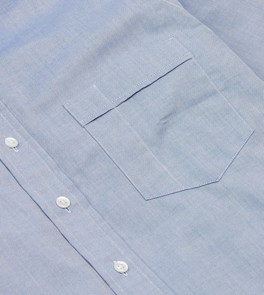 Navy Casual Style Pinpoint Oxford Cotton Cloth Button-Down Shirt Plain
