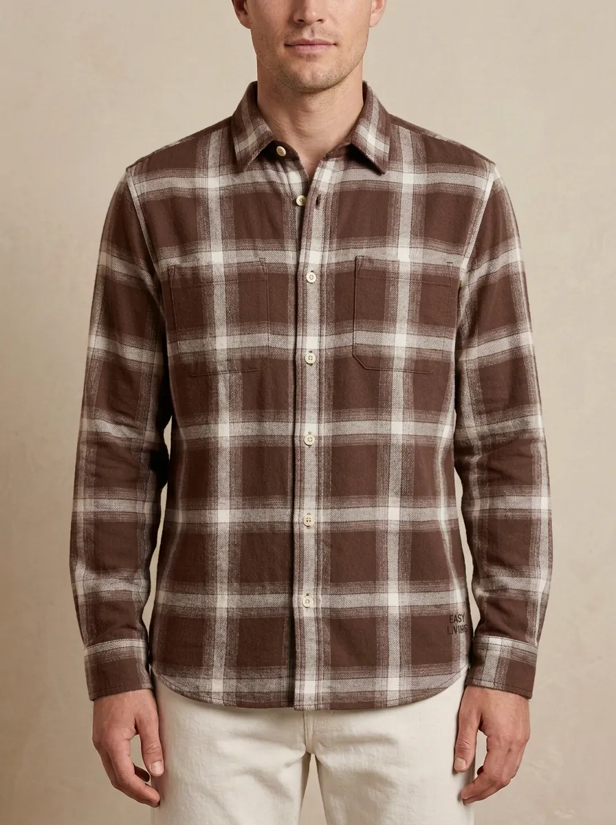 Cozy Plaid Long-Sleeve Men's Long-Sleeve Shirt