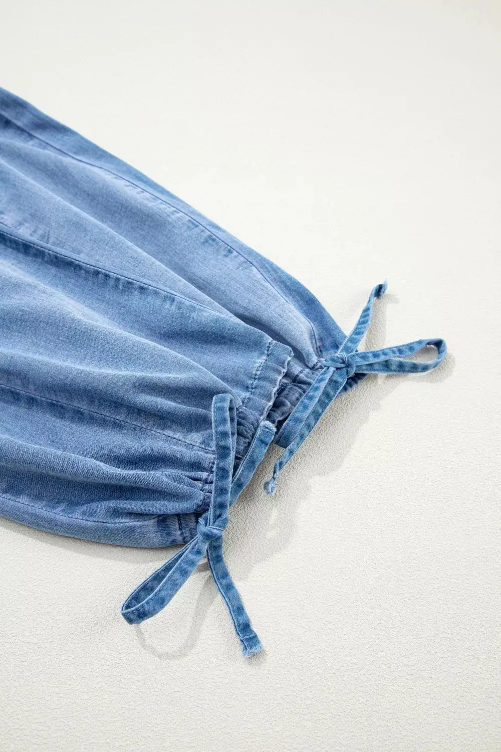 Loose Fit Drawstring Elastic Waist Denim Jeans