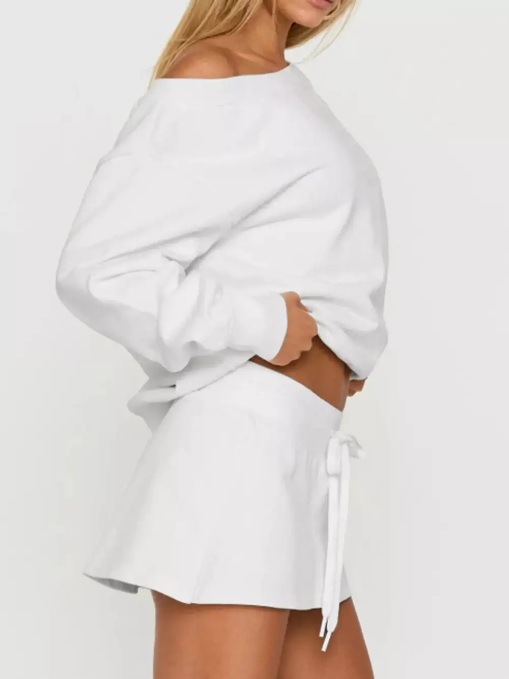 Boat Neck Sweatshirt and Mini Skirt Set