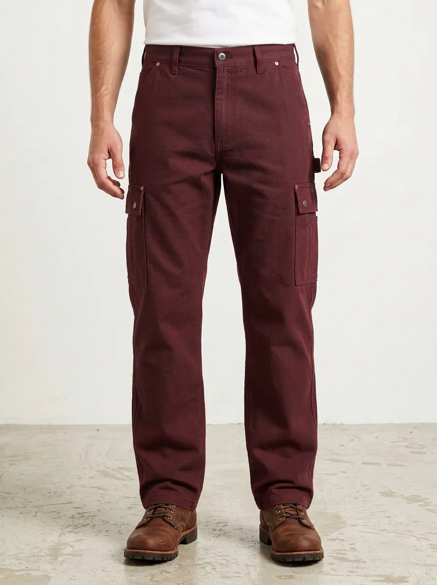 Men's Utility Workwear Navy Blue Multi-Pocket Cargo Pants