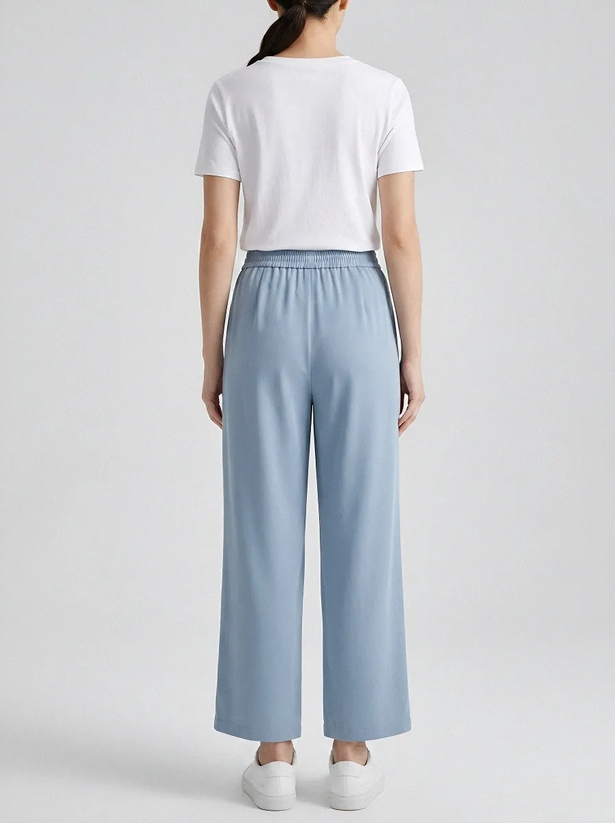 Women's Ice Silk Pleated High-Waisted Casual Pants
