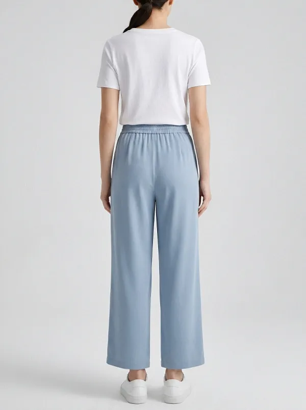 Women's Ice Silk Pleated High-Waisted Casual Pants