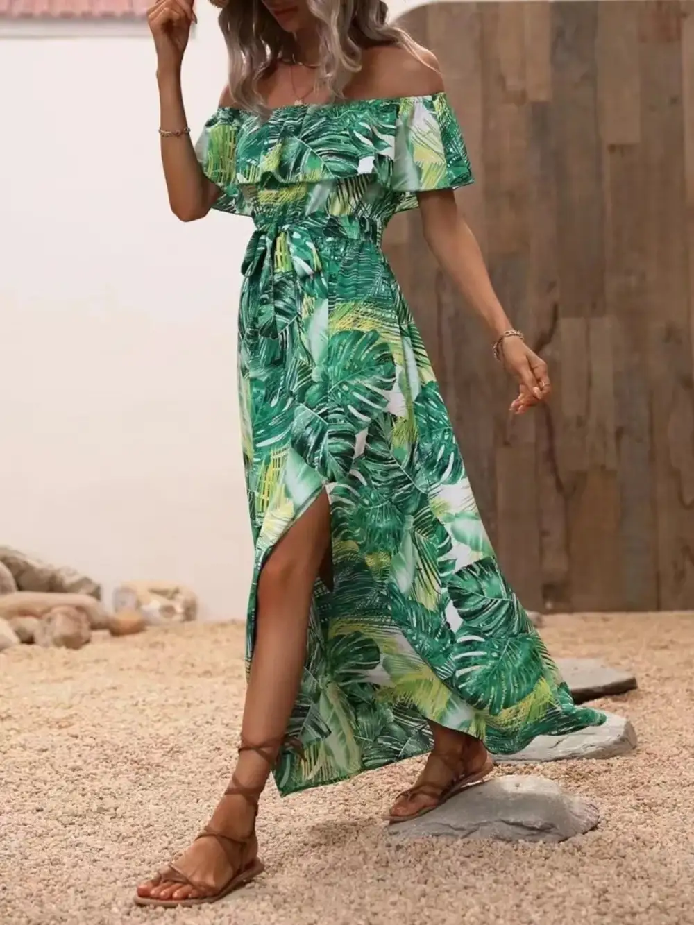 Ruffle Trim Maxi Dress