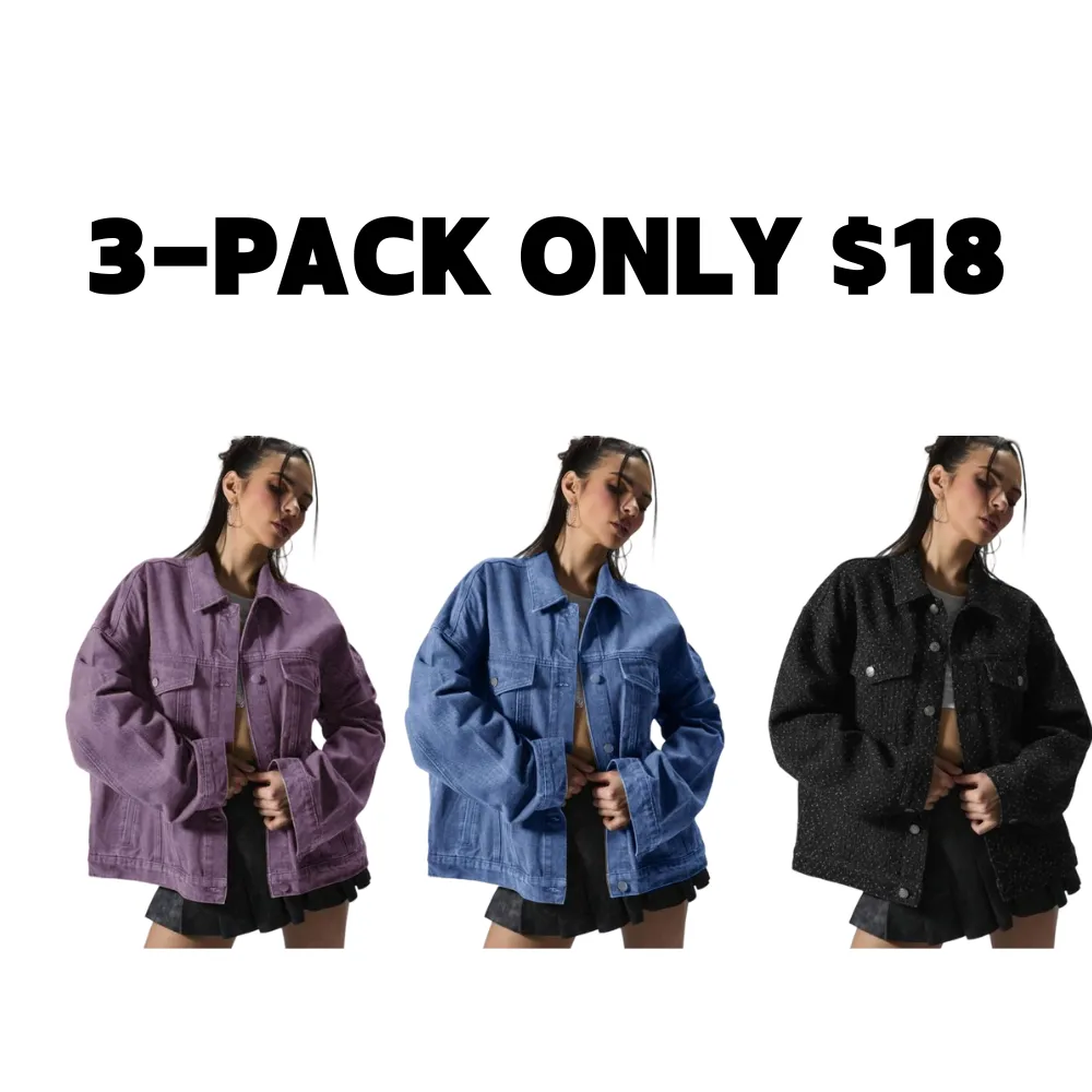 Women's Plain Button Front Drop Shoulder Denim Coat