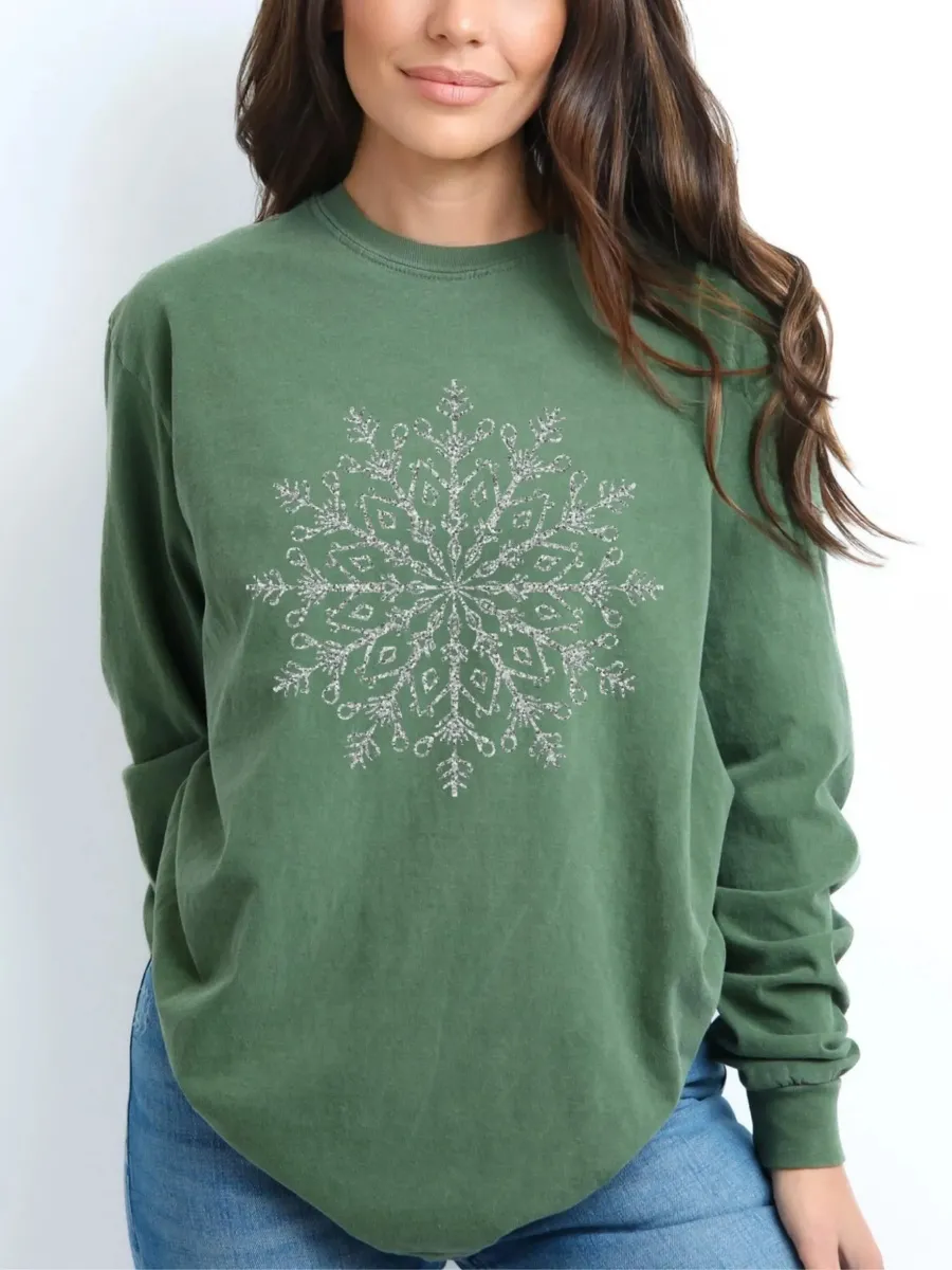 Snowflake Round Neck T-Shirt
