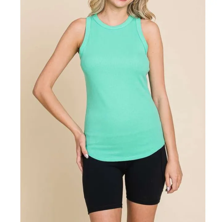 Full Size Ribbed Round Neck Tank