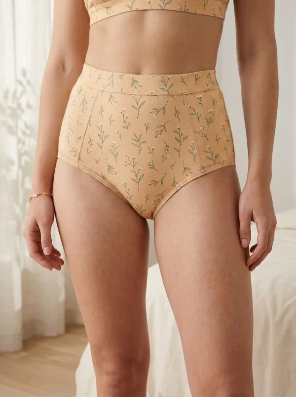 Women's Cottagecore Floral Pattern Printed High-Waisted Panties