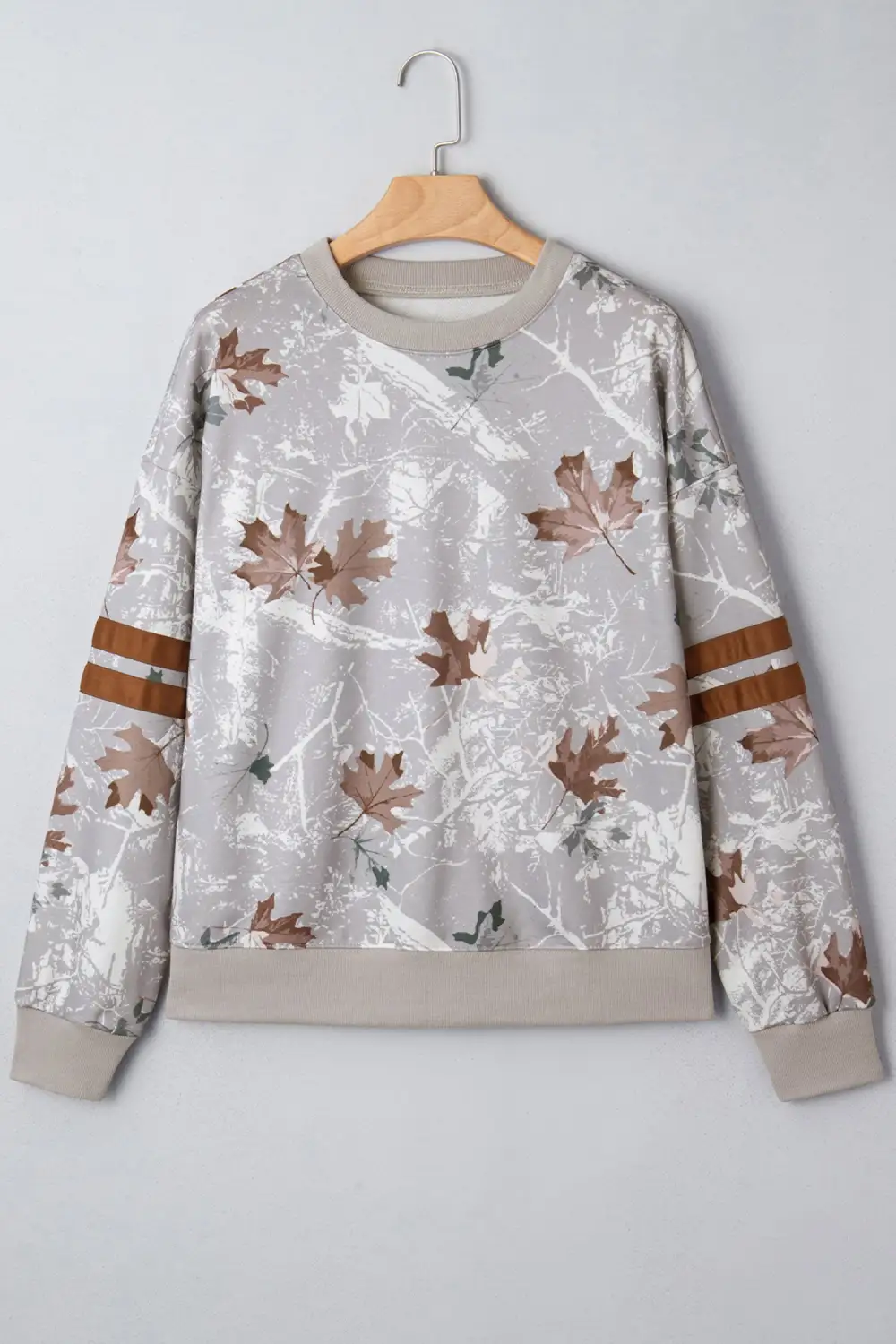 Camo Print Striped Varsity Stripe Sweatshirt