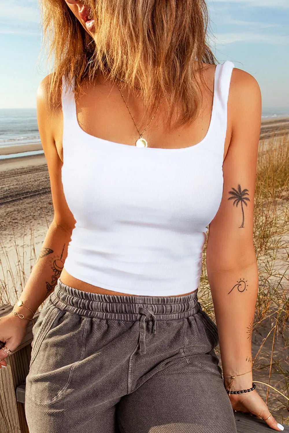 Modern Neck Cropped Tank Top