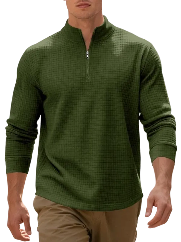 Men's regular fit solid color half-zip sweatshirt
