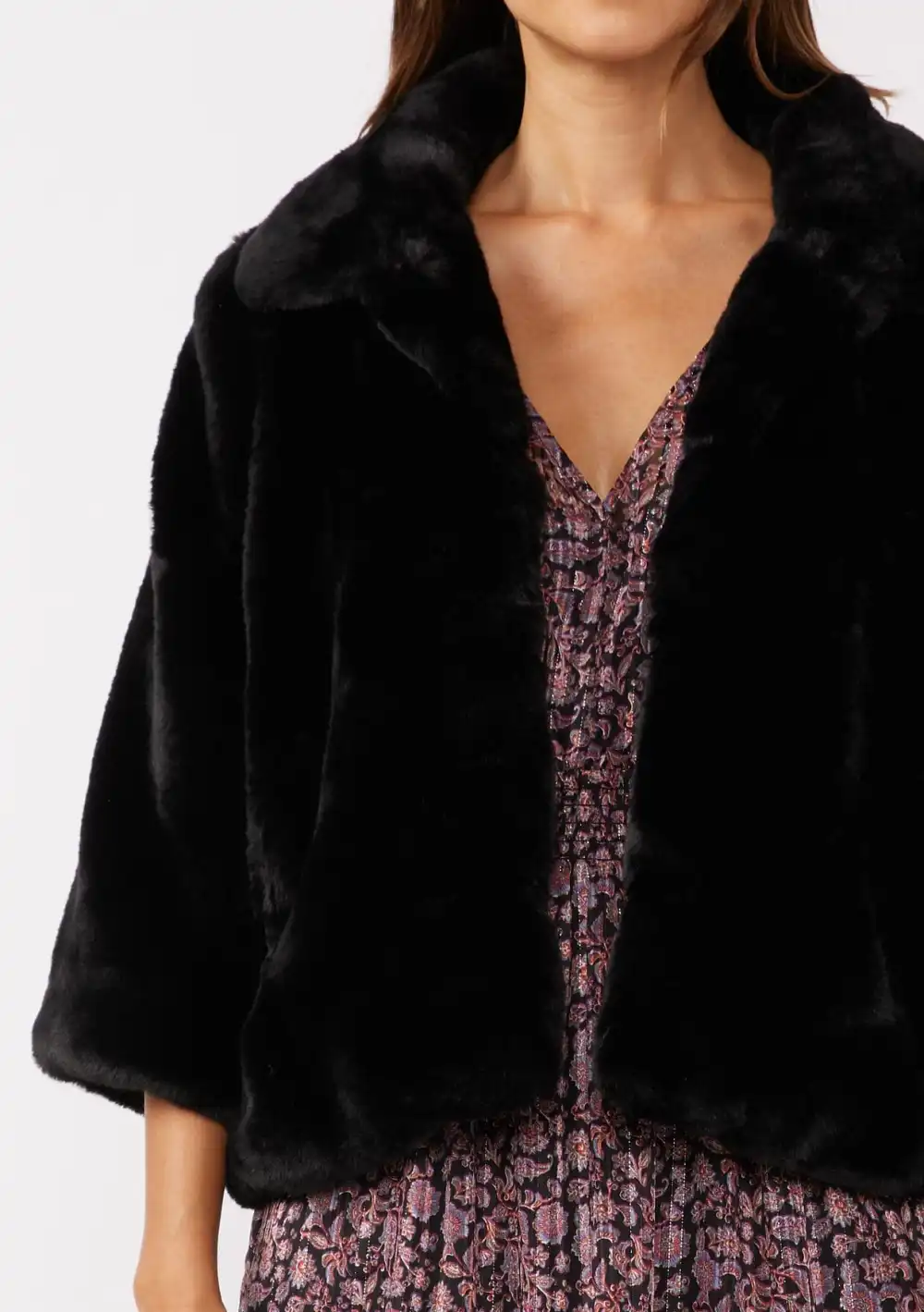 Fuzzy Faux Fur Cropped Coat