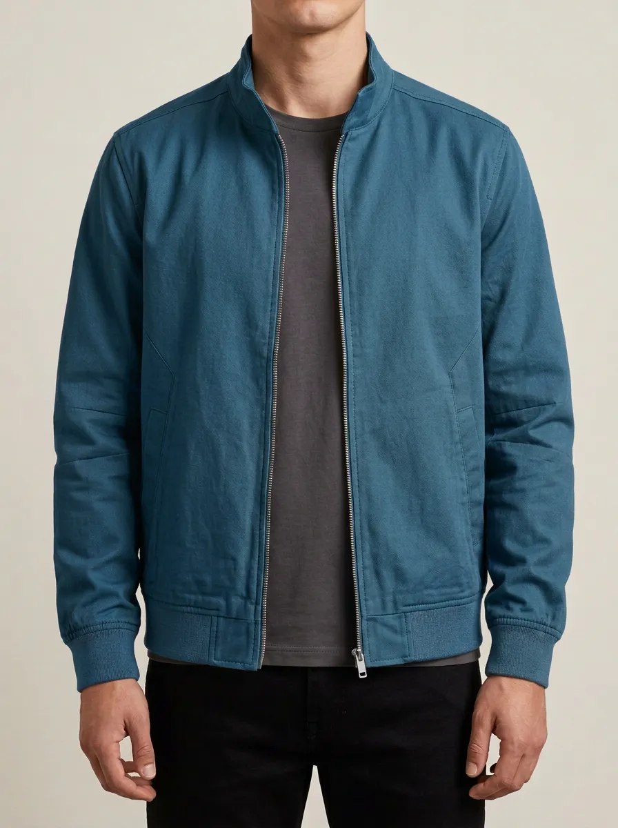 Everyday Solid Zip Bomber Jacket
