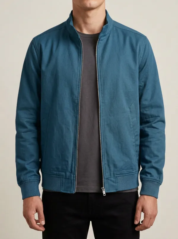 Everyday Solid Zip Bomber Jacket