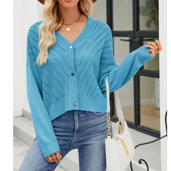 V Neck Button Down Cardigan