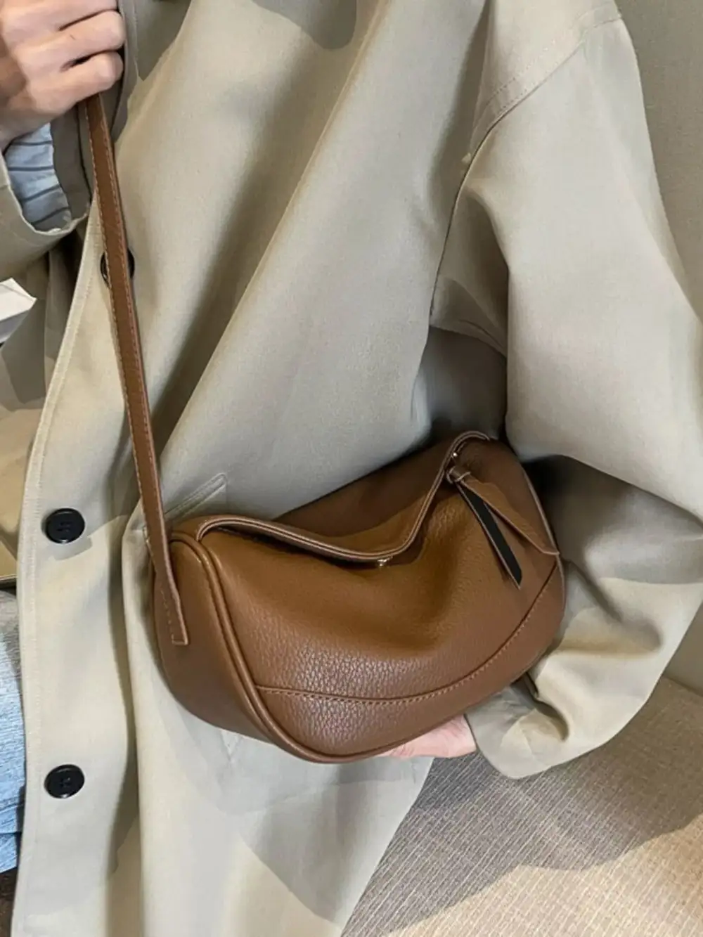 Minimal Faux Leather Crossbody Bag