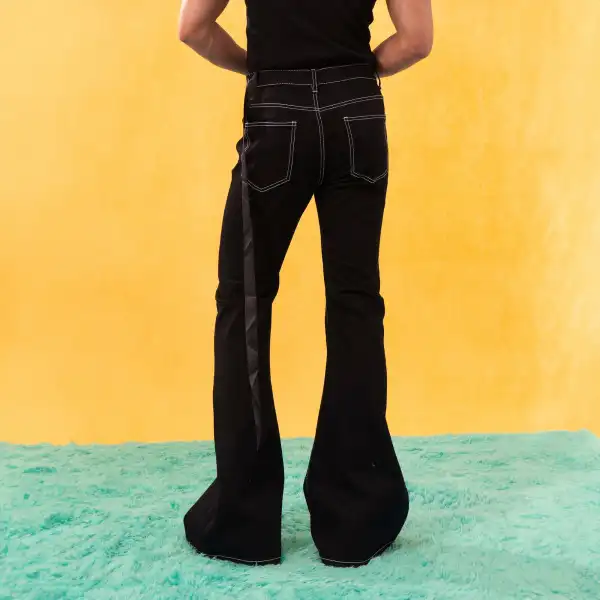 Flared Jeans With Contrast Stitching