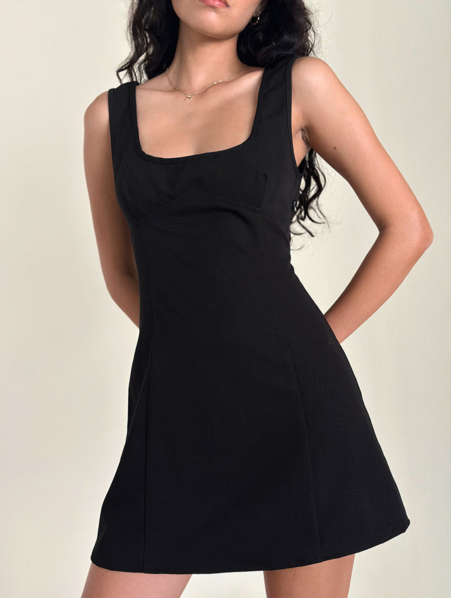Bow Back Mini Dress In Black