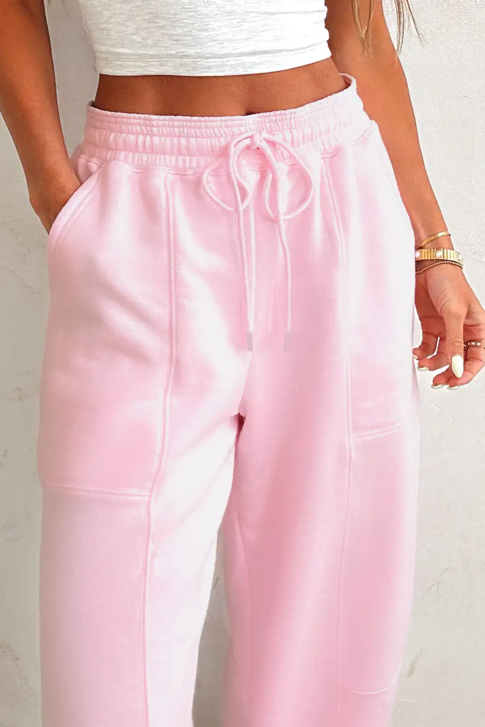 Drawstring Patchwork Jogger Pants