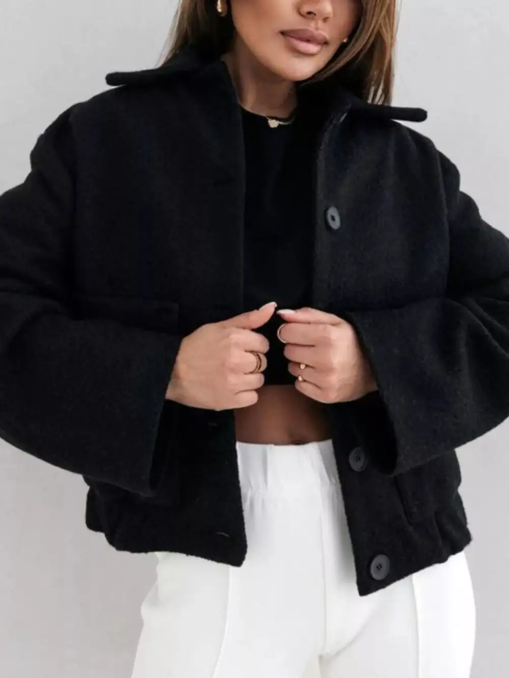 Button Down Long Sleeve Outerwear Jacket