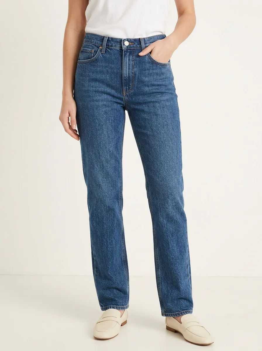 Straight Leg Pocket Detail Easy Wear Jeans