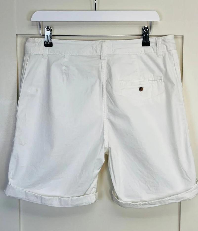 White High Waisted Chino Shorts