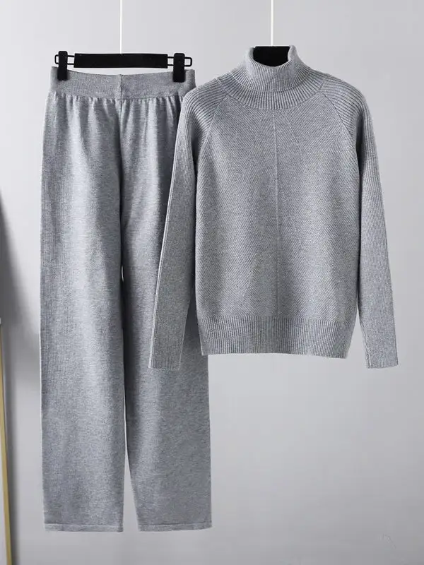 Long Sleeve Relaxed Mock Neck Sweater And Pants Set